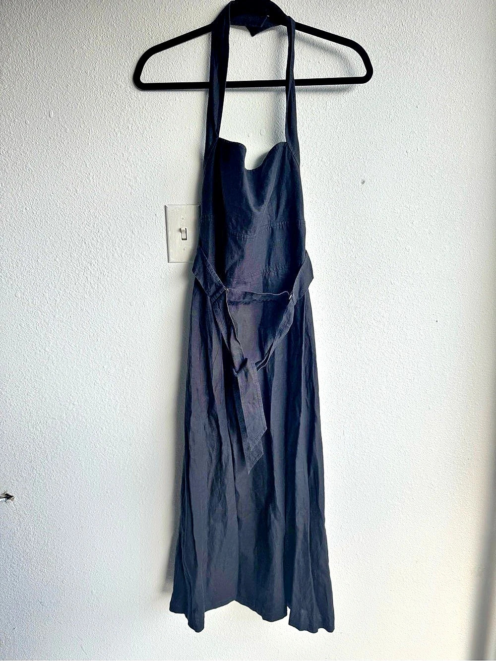Max Mara black linen halter dress